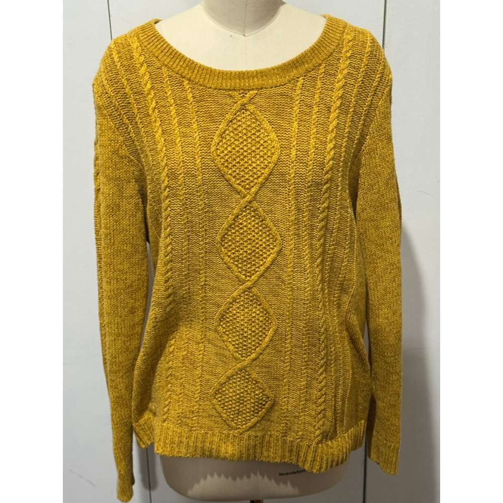 Women's Old Navy golden poppy Yellow Cable Knit Crew Neck Sweater XXL